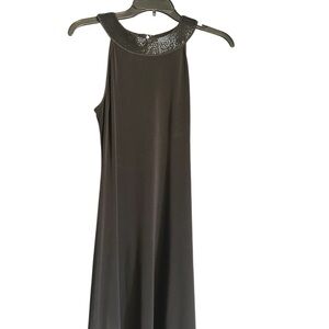 Ralph Lauren black sleeveless dress, beaded neckline Sz Petite small